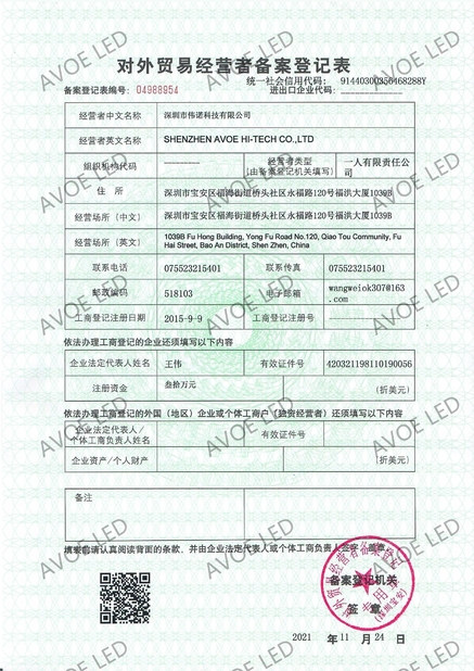 中国 Shen Zhen AVOE Hi-tech Co., Ltd. 認証